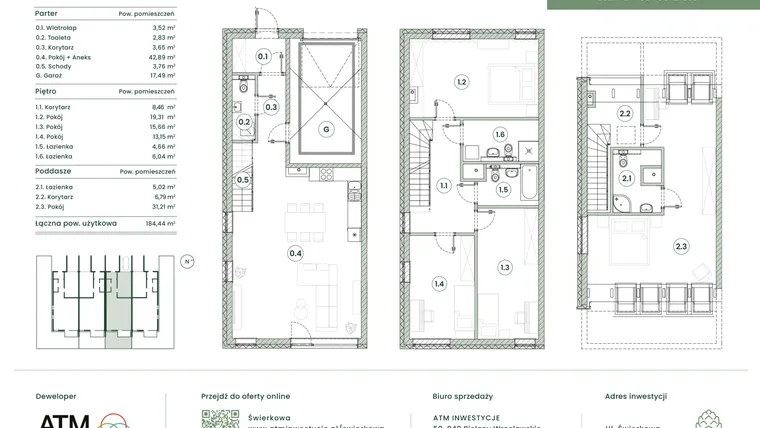 Rzut - Dom na sprzedaż 5 pokoi o powierzchni 184,44 m² - numer 4.5 lok. 2 w Świerkowa