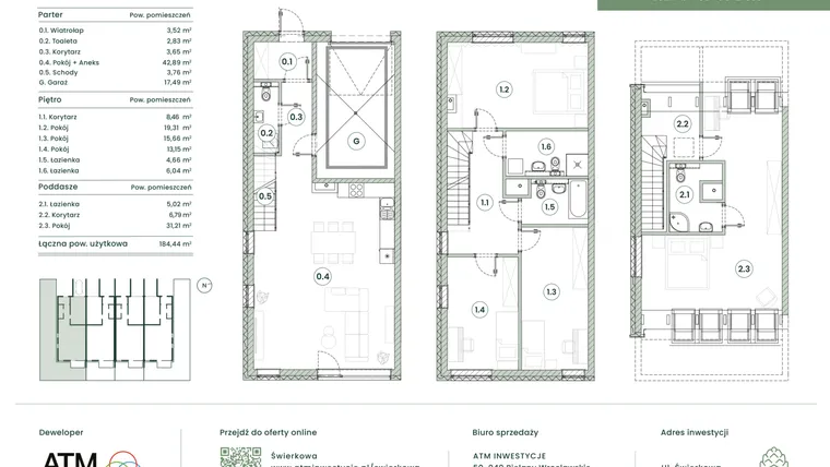 Rzut - Dom na sprzedaż 5 pokoi o powierzchni 184,44 m² - numer 4.6 lok. 1 w Świerkowa