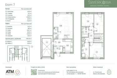 Rzut - Dom na sprzedaż 4 pokoje o powierzchni 109,78 m² - numer 3.13 lok. 2 w Świerkowa