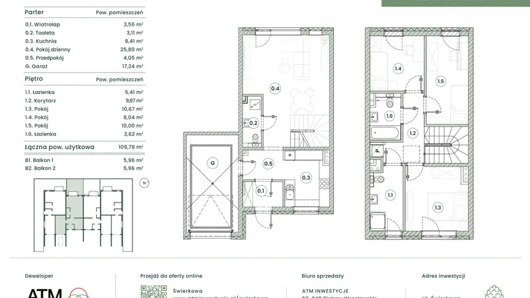 Rzut - Dom na sprzedaż 4 pokoje o powierzchni 109,78 m² - numer 3.13 lok. 2 w Świerkowa