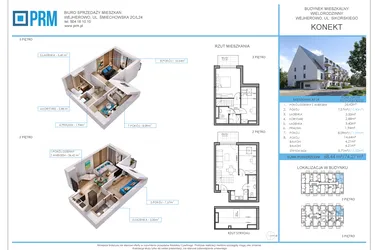 Rzut - Mieszkanie na sprzedaż 4 pokoje o powierzchni 68,44 m² - numer M24 w Konekt