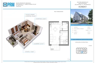 Rzut - Mieszkanie na sprzedaż 2 pokoje o powierzchni 35,34 m² - numer M27 w Konekt