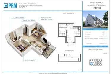 Rzut - Mieszkanie na sprzedaż 2 pokoje o powierzchni 41,55 m² - numer M29 w Konekt