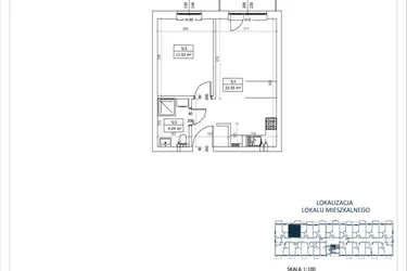 Rzut - Mieszkanie na sprzedaż 2 pokoje o powierzchni 39,12 m² - numer M-5 w Przystań Lotnisko