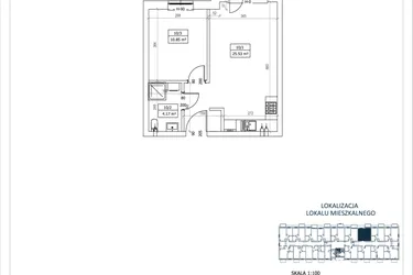 Rzut - Mieszkanie na sprzedaż 2 pokoje o powierzchni 40,55 m² - numer M-10 w Przystań Lotnisko