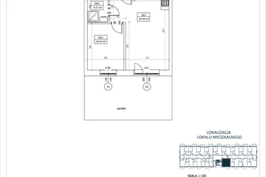 Rzut - Mieszkanie na sprzedaż 2 pokoje o powierzchni 39,06 m² - numer M-16 w Przystań Lotnisko