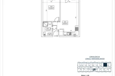 Rzut - Mieszkanie na sprzedaż 2 pokoje o powierzchni 41,36 m² - numer M-11 w Przystań Lotnisko