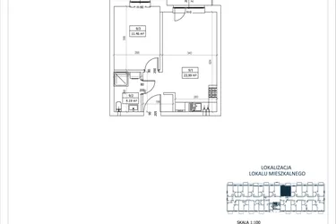 Rzut - Mieszkanie na sprzedaż 2 pokoje o powierzchni 39,64 m² - numer M-9 w Przystań Lotnisko