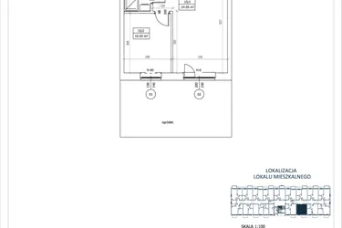 Rzut - Mieszkanie na sprzedaż 2 pokoje o powierzchni 38,63 m² - numer M-15 w Przystań Lotnisko