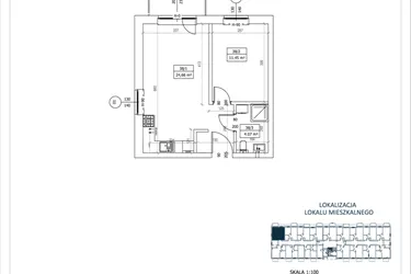 Rzut - Mieszkanie na sprzedaż 2 pokoje o powierzchni 40,18 m² - numer M-38 w Przystań Lotnisko