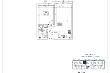 Rzut - Mieszkanie na sprzedaż 2 pokoje o powierzchni 39,2 m² - numer M-41 w Przystań Lotnisko