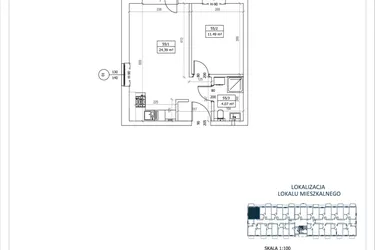 Rzut - Mieszkanie na sprzedaż 2 pokoje o powierzchni 39,95 m² - numer M-55 w Przystań Lotnisko