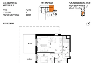 Rzut - Mieszkanie na sprzedaż 2 pokoje o powierzchni 44,6 m² - numer 22L/04 w Naturama III