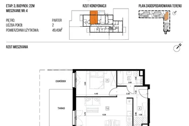 Rzut - Mieszkanie na sprzedaż 2 pokoje o powierzchni 49,45 m² - numer 22M/04 w Naturama III