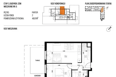Rzut - Mieszkanie na sprzedaż 2 pokoje o powierzchni 48,97 m² - numer 22M/05 w Naturama III