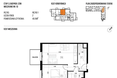 Rzut - Mieszkanie na sprzedaż 2 pokoje o powierzchni 49,19 m² - numer 22M/10 w Naturama III
