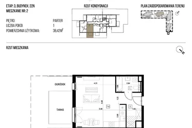 Rzut - Mieszkanie na sprzedaż 1 pokój o powierzchni 38,42 m² - numer 22N/02 w Naturama III