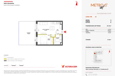 Rzut - Mieszkanie na sprzedaż 2 pokoje o powierzchni 35,15 m² - numer 25 w Metro Art 12