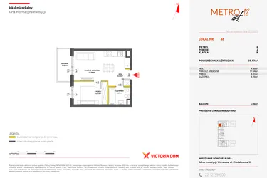 Rzut - Mieszkanie na sprzedaż 2 pokoje o powierzchni 35,17 m² - numer 48 w Metro Art 12