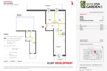 Rzut - Mieszkanie na sprzedaż 3 pokoje o powierzchni 47,55 m² - numer 40 w Nova Viva Garden 8