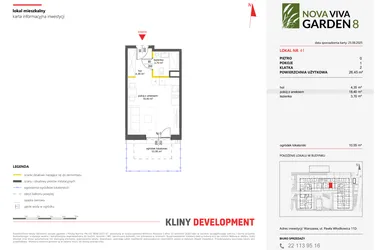 Rzut - Mieszkanie na sprzedaż 1 pokój o powierzchni 26,45 m² - numer 41 w Nova Viva Garden 8