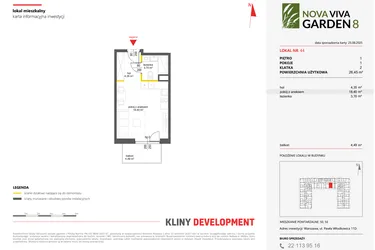 Rzut - Mieszkanie na sprzedaż 1 pokój o powierzchni 26,45 m² - numer 44 w Nova Viva Garden 8