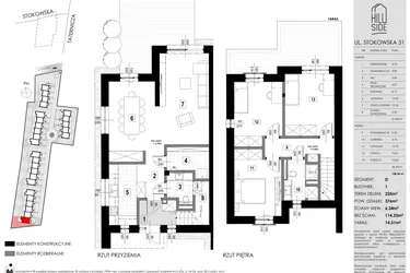 Rzut - Dom na sprzedaż 3 pokoje o powierzchni 108,28 m² - numer D1 w Hillside