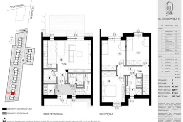 Rzut - Dom na sprzedaż 3 pokoje o powierzchni 96,21 m² - numer D3 w Hillside