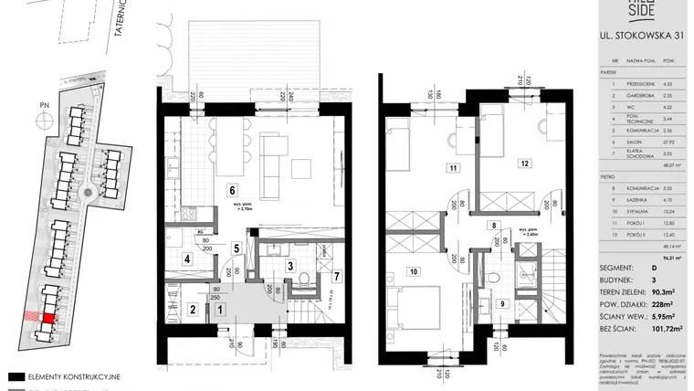 Rzut - Dom na sprzedaż 3 pokoje o powierzchni 96,21 m² - numer D3 w Hillside