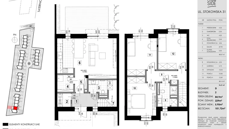 Rzut - Dom na sprzedaż 3 pokoje o powierzchni 96,21 m² - numer D2 w Hillside