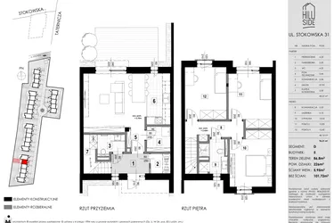 Rzut - Dom na sprzedaż 3 pokoje o powierzchni 96,21 m² - numer D5 w Hillside