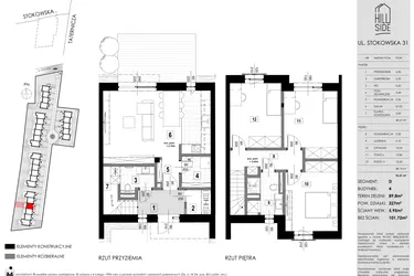 Rzut - Dom na sprzedaż 3 pokoje o powierzchni 96,21 m² - numer D4 w Hillside