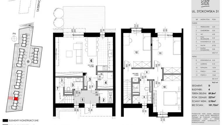 Rzut - Dom na sprzedaż 3 pokoje o powierzchni 96,21 m² - numer D4 w Hillside