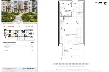Rzut - Mieszkanie na sprzedaż 1 pokój o powierzchni 25,75 m² - numer 3 - 5 w Avia III