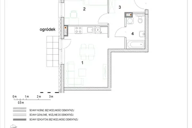 Rzut - Mieszkanie na sprzedaż 2 pokoje o powierzchni 38,62 m² - numer E1/P0/1 w Osiedle Jodłowa bud. E