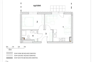 Rzut - Mieszkanie na sprzedaż 2 pokoje o powierzchni 36,16 m² - numer E1/P0/3 w Osiedle Jodłowa bud. E