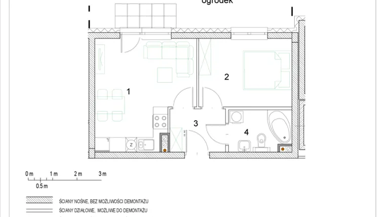 Rzut - Mieszkanie na sprzedaż 2 pokoje o powierzchni 35,33 m² - numer E2/P0/2 w Osiedle Jodłowa bud. E