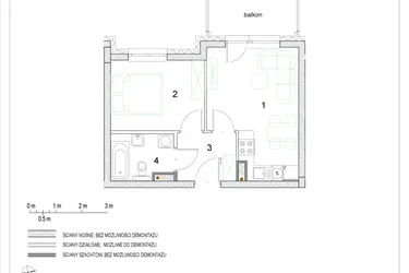 Rzut - Mieszkanie na sprzedaż 2 pokoje o powierzchni 33,2 m² - numer E1/P1/1 w Osiedle Jodłowa bud. E