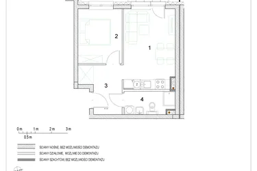 Rzut - Mieszkanie na sprzedaż 2 pokoje o powierzchni 34,74 m² - numer E1/P0/4 w Osiedle Jodłowa bud. E