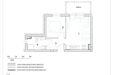 Rzut - Mieszkanie na sprzedaż 2 pokoje o powierzchni 31,75 m² - numer E1/P1/8 w Osiedle Jodłowa bud. E