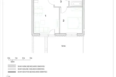 Rzut - Mieszkanie na sprzedaż 2 pokoje o powierzchni 38,95 m² - numer E2/P1/5 w Osiedle Jodłowa bud. E