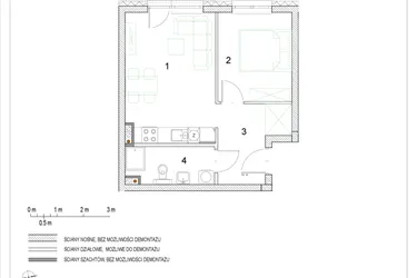 Rzut - Mieszkanie na sprzedaż 2 pokoje o powierzchni 36,75 m² - numer E2/P1/8 w Osiedle Jodłowa bud. E