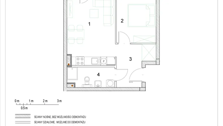 Rzut - Mieszkanie na sprzedaż 2 pokoje o powierzchni 36,75 m² - numer E2/P1/8 w Osiedle Jodłowa bud. E