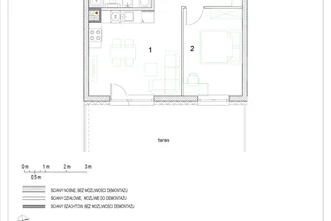 Rzut - Mieszkanie na sprzedaż 2 pokoje o powierzchni 39,79 m² - numer E2/P1/7 w Osiedle Jodłowa bud. E