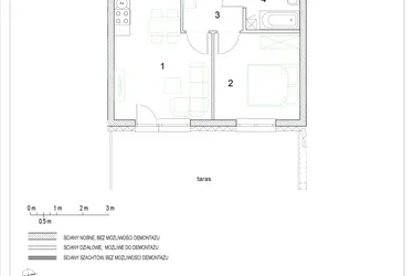 Rzut - Mieszkanie na sprzedaż 2 pokoje o powierzchni 37,73 m² - numer E2/P1/6 w Osiedle Jodłowa bud. E