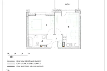 Rzut - Mieszkanie na sprzedaż 2 pokoje o powierzchni 34,13 m² - numer E2/P2/1 w Osiedle Jodłowa bud. E