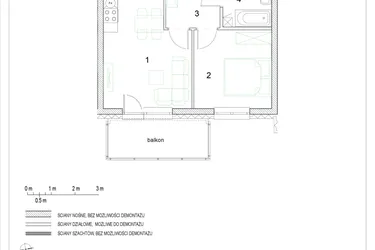 Rzut - Mieszkanie na sprzedaż 2 pokoje o powierzchni 37,73 m² - numer E2/P2/6 w Osiedle Jodłowa bud. E