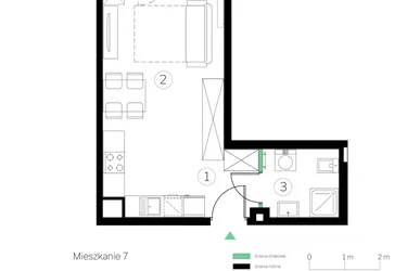 Rzut - Mieszkanie na sprzedaż 1 pokój o powierzchni 28,58 m² - numer C.7 w Judyma Park