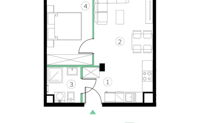Rzut - Mieszkanie na sprzedaż 2 pokoje o powierzchni 39,63 m² - numer D.10 w Judyma Park
