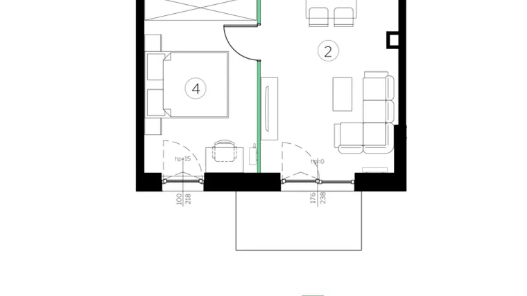 Rzut - Mieszkanie na sprzedaż 2 pokoje o powierzchni 39,17 m² - numer D.13 w Judyma Park